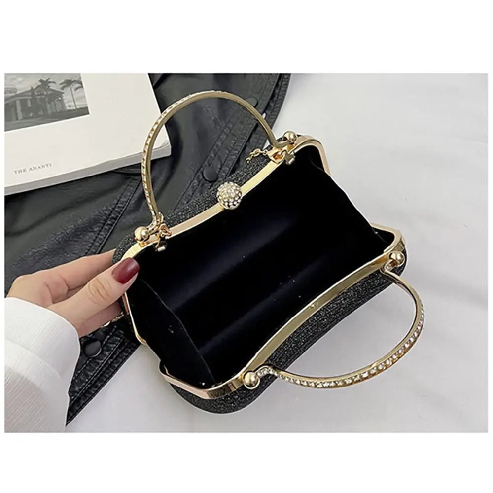 Wedding Bridal Beaded Women Evening Bag Dinner Bag Chain Shoulder Handbags Elegant Rhinestones Clutch Egg Shape Evening Bag