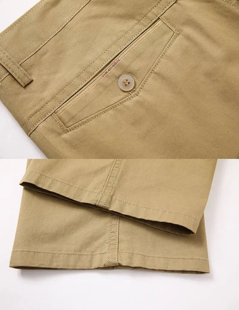 Men's Summer Thin Pants Classic Casual 100% Cotton Business Fashion Stretch Solid Comfortable Elastic Straigh Trousers KOACUS