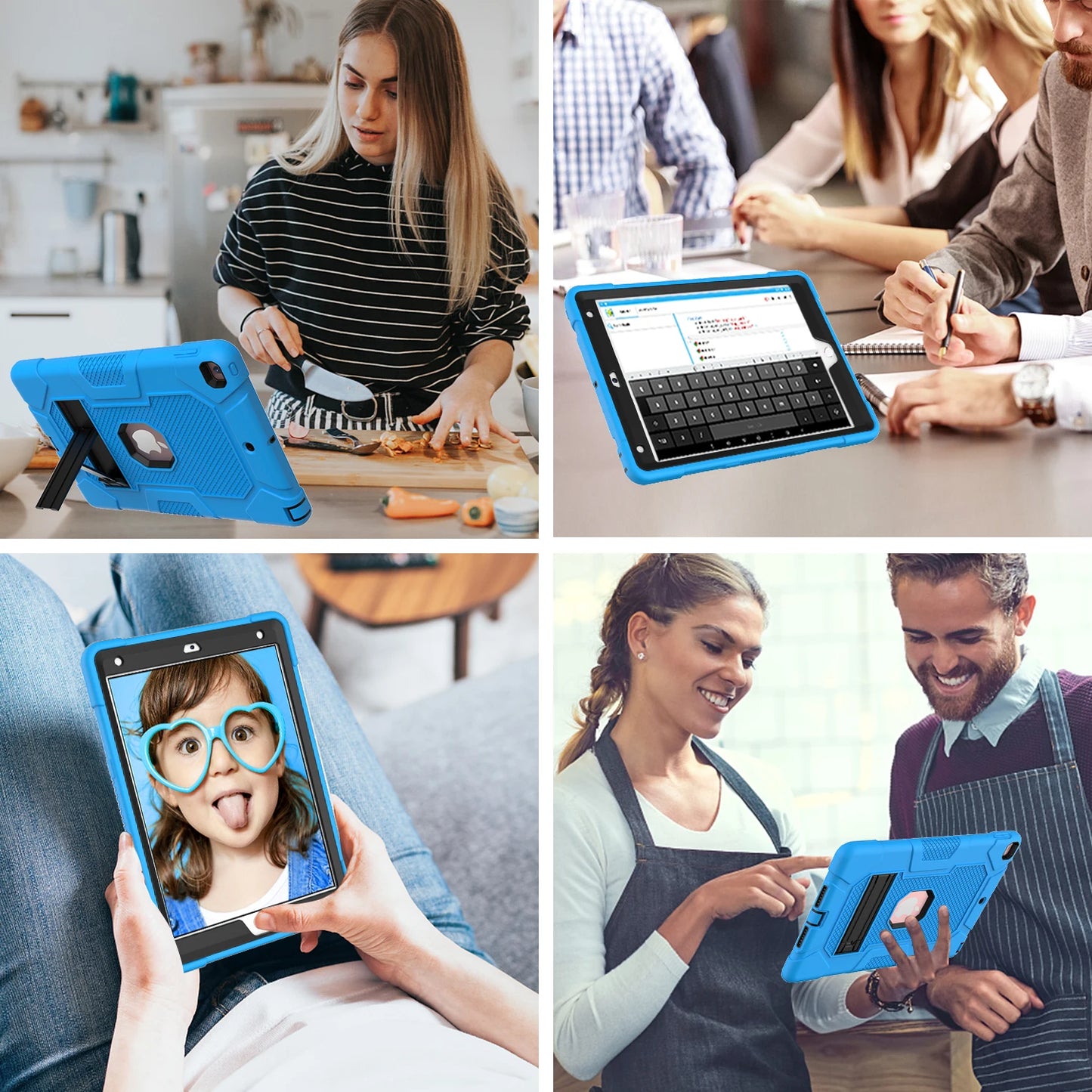 Pc Silicone Case For iPad 10.9 2022 10th 10.2 7-8-9th 9.7 2017 2018 5-6th Rugged Stand Cover For Mini 4 5 Shockproof Anti-Slip