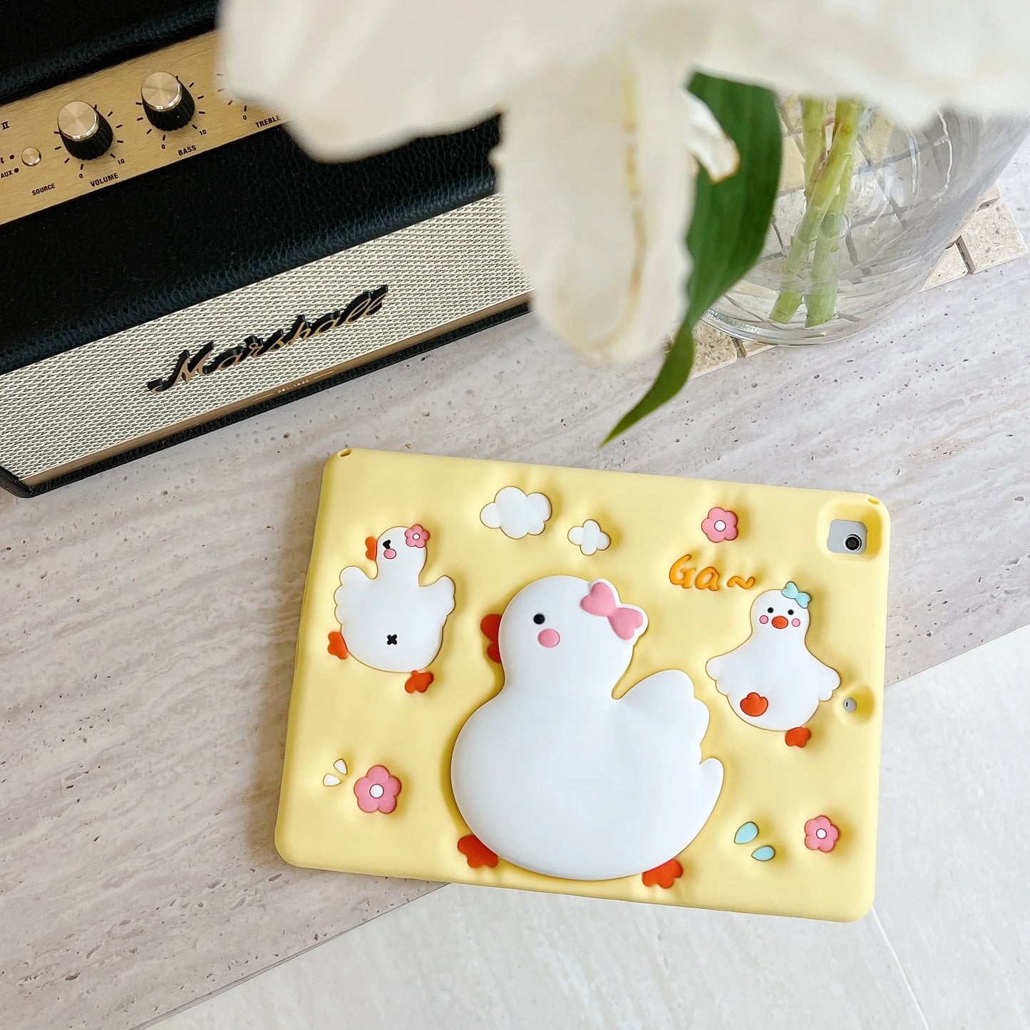 Cute Duck Tablet Case for Huawei MatePad SE 11 Air 11.5 S 2024 2023 2021 Soft Silicone Scalable Standing Cover Kids Funny Coque