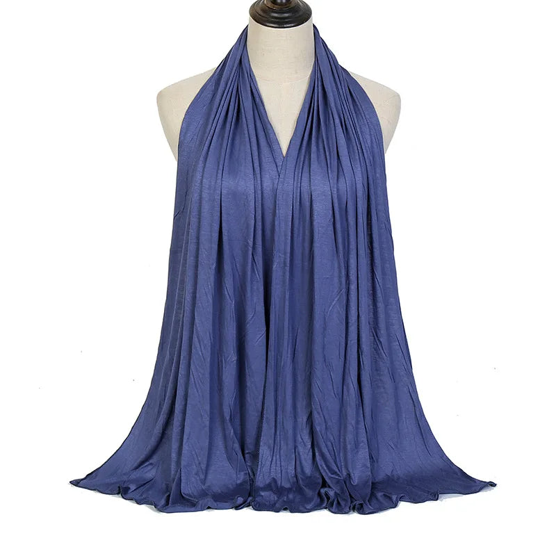 2024 New Muslim Women Jersey Hijab Scarf Solid Color Head Wrap Fashion Headscarf Turban Islam Veil Flexible Premium Modal