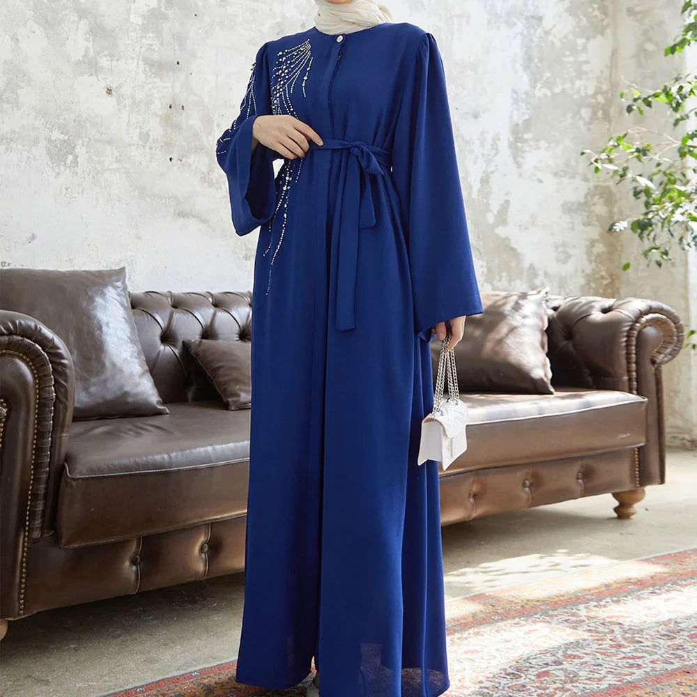 Luxury Black Long Sleeves Muslim Abayas Hot Diamonds Design Islamic Dresses Ladies Casual Clothing Gifts Party Wholesale RIMAIRE