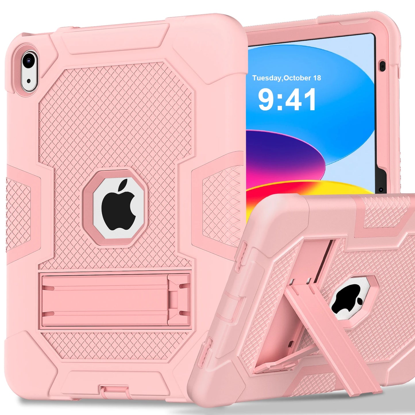 Pc Silicone Case For iPad 10.9 2022 10th 10.2 7-8-9th 9.7 2017 2018 5-6th Rugged Stand Cover For Mini 4 5 Shockproof Anti-Slip