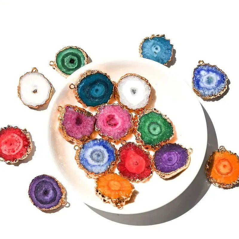 Natural Crystal Pendant Agate Necklace Healing Crystal Gemstone Irregular Polished Agate Slice Crystal Agate Decor Gift forWoman