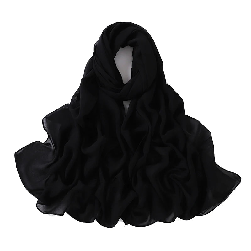 Women Muslim Chiffon Hijab Shawls Scarf Modal Cotton Jersey Hijabs Plain Soft For Woman Muslim Voile Head Wraps 70*180cm Islamic
