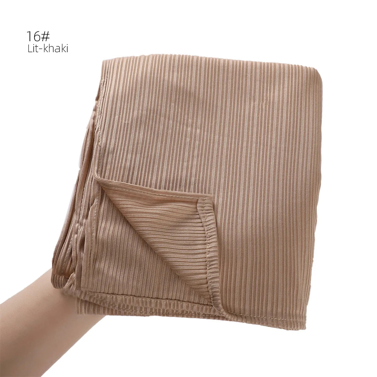 Fashion Elastic Ribbed Jersey Hijabs Solid Color Stripes Lightweight Thin Headscarf Muslim Women Soft Scarf Headwrap Long Shawl