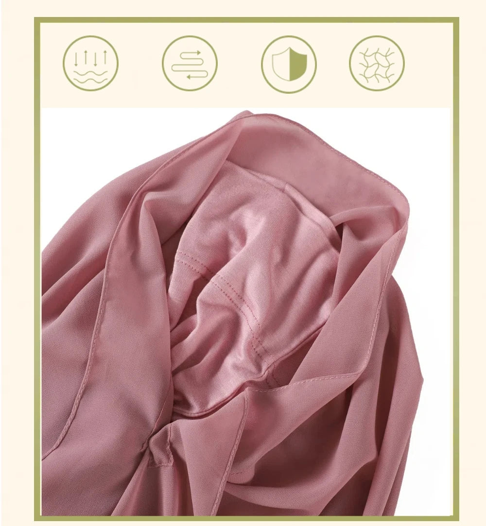 2024 New Hot Sale Premium Instant Chiffon Hijab Wrap With Bulit-in Magnets Solid Color Muslim Women Scarf Shawl with Undercap