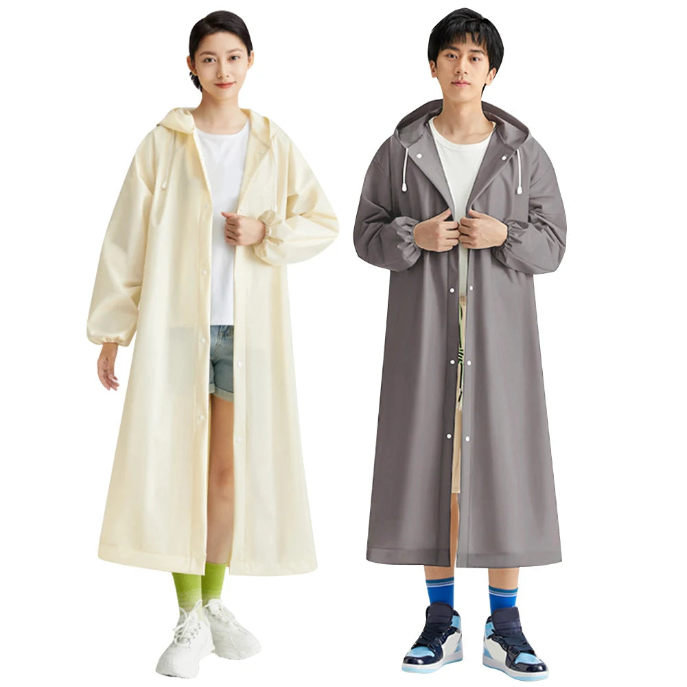 Waterproof Rain Coat Windproof Hooded Rain Poncho Drawstring Long Hooded Rain Coats for Outdoor Travel Emergency