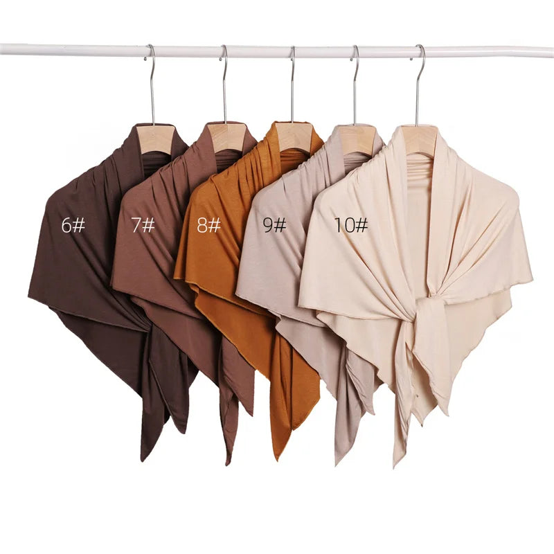 Women High Quality Muslim Cotton Modal Hijab Shawls Plain Triangle Wrap Beach Summer Islamic Ramadan Snood Scarves 140*70*95Cm