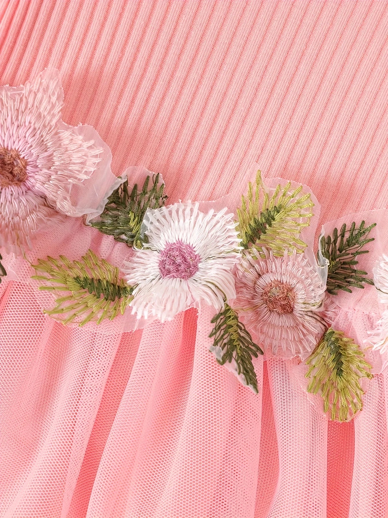 1-2 year old infant and female baby spring and autumn style waist flower design vest spliced mesh dress+long sleeved jacket