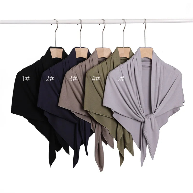 Women High Quality Muslim Cotton Modal Hijab Shawls Plain Triangle Wrap Beach Summer Islamic Ramadan Snood Scarves 140*70*95Cm