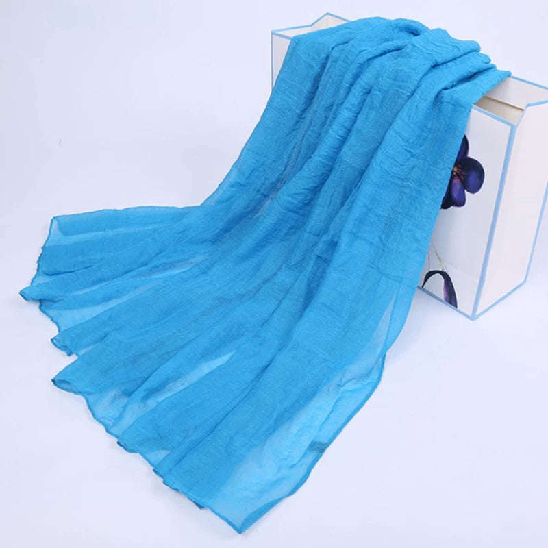 180x45cm Cotton Linen Solid Color Shawls And Wraps Travel Vacation Ladies Elegant Long Shawl Hijab Head Scarfs Thin Women Scarf