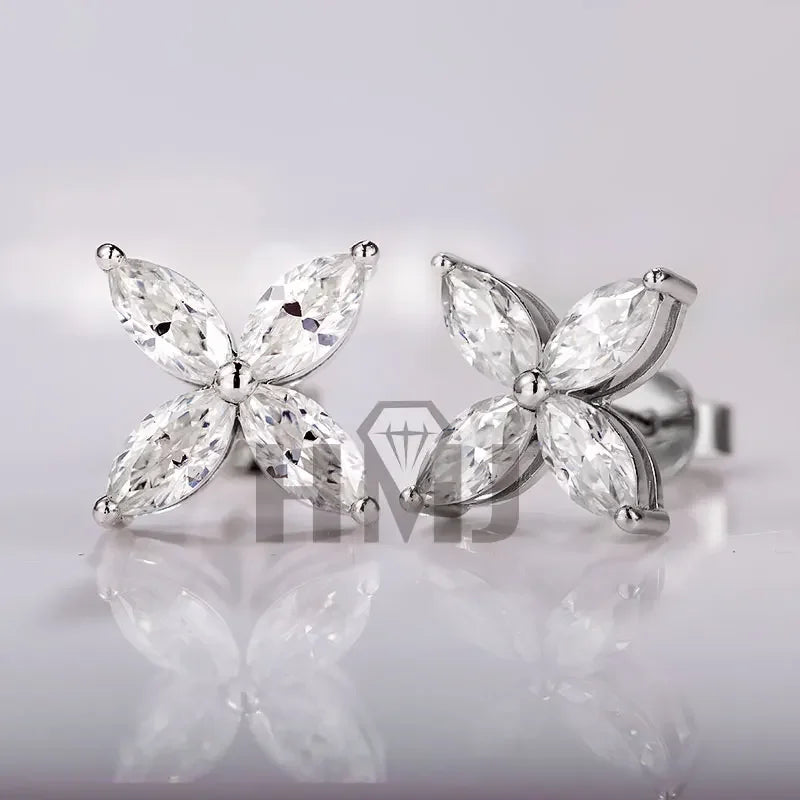 Real Moissant1 Carat D Color Earrings Necklace 100% 925 Sterling Silver Plated 18K Gold Engagement Wedding Party Fine Jewelry