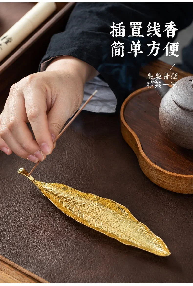 Incense Holder Ash Catcher Long Leafs Censer Meditation Home Decor Accessories