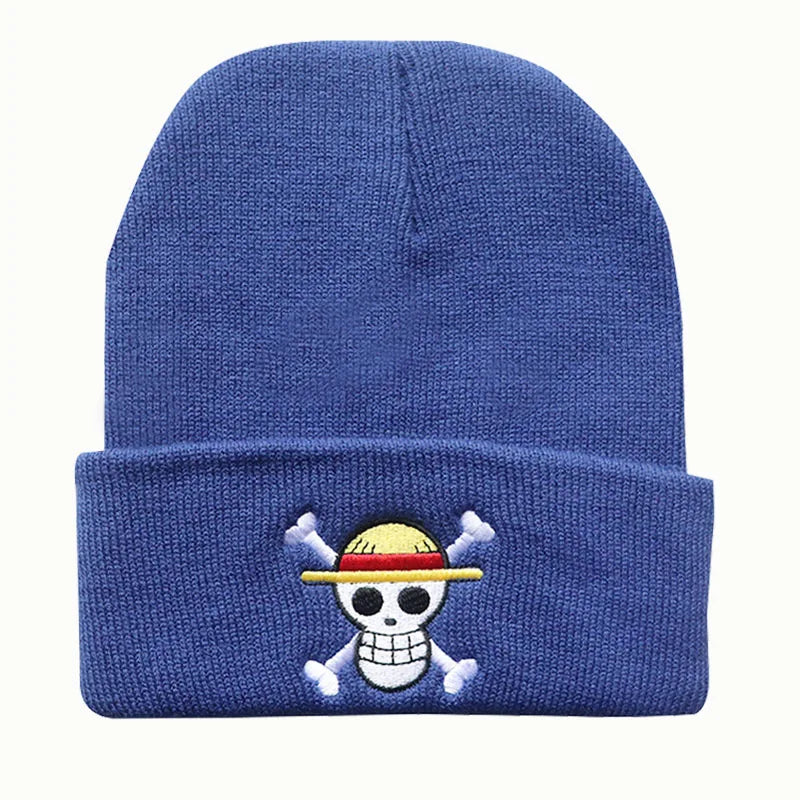 Cute Anime One Pieces Knit Hats Skull Bonnet Printed Hat Fashion Warm Winter Skullies Beanies Caps Cosplay Gift For Boys Girls