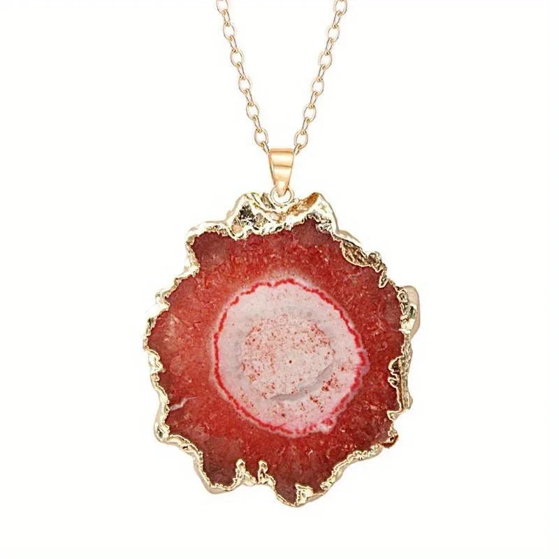 Natural Crystal Pendant Agate Necklace Healing Crystal Gemstone Irregular Polished Agate Slice Crystal Agate Decor Gift forWoman