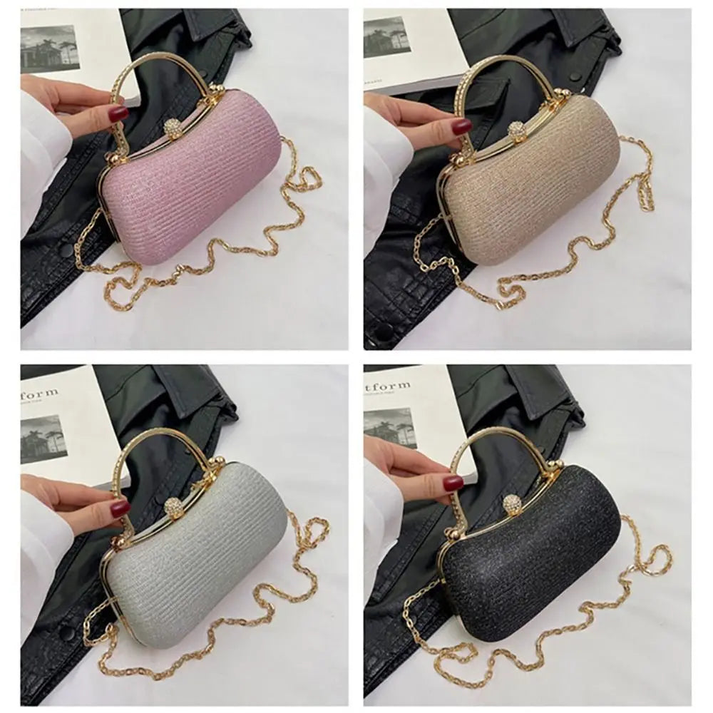 Wedding Bridal Beaded Women Evening Bag Dinner Bag Chain Shoulder Handbags Elegant Rhinestones Clutch Egg Shape Evening Bag