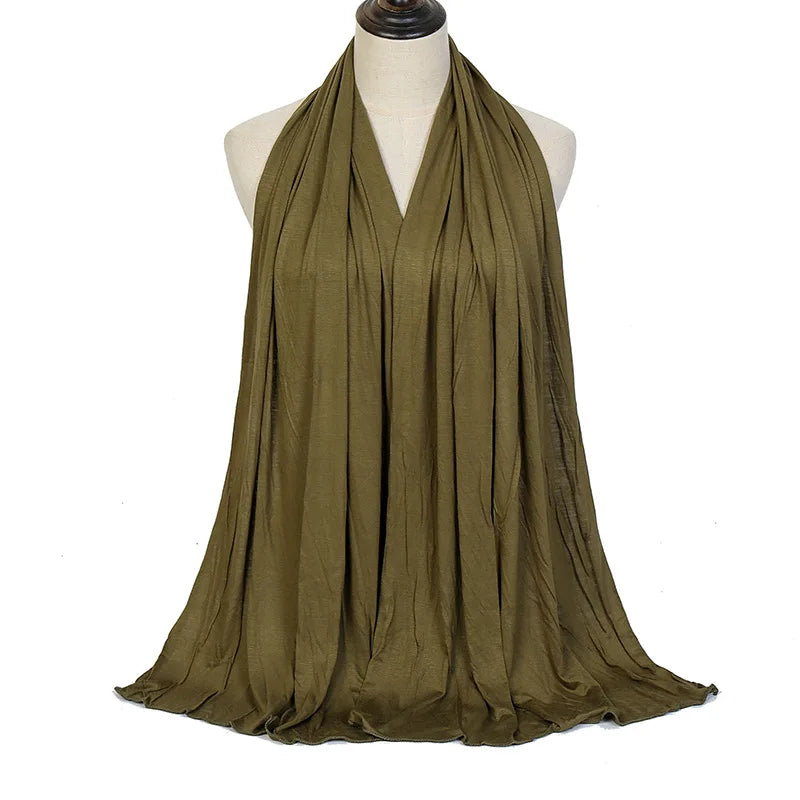 2024 New Muslim Women Jersey Hijab Scarf Solid Color Head Wrap Fashion Headscarf Turban Islam Veil Flexible Premium Modal