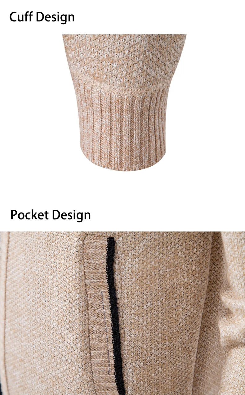 Autumn And Winter New Jersey Men's Casual Sports Coat Solid Color Stand Collar weater Grab Fleece Warm Zipper Cardigan