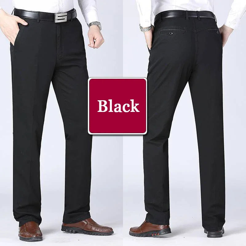Men's Summer Thin Pants Classic Casual 100% Cotton Business Fashion Stretch Solid Comfortable Elastic Straigh Trousers KOACUS
