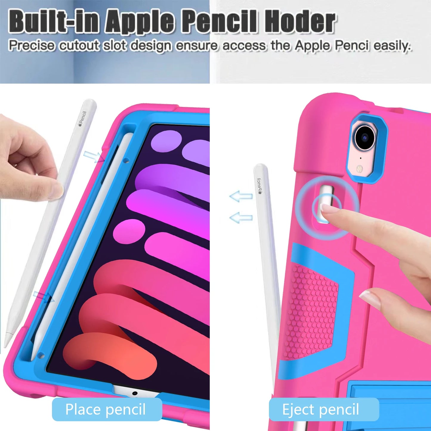 Armor Stand Case Universal For iPad Mini 7 (A17 Pro) 6 2024 2021 8.3inch A2995 A2996 A2567 A2568 A2569 3-Layers Shockproof Cover