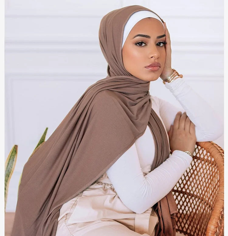 Multicolor Soft Cotton Muslim Headscarf Instant Jersey Hijab Full Cover Cap Wrap Scarf Islamic Shawls Women Turban Head Scarves