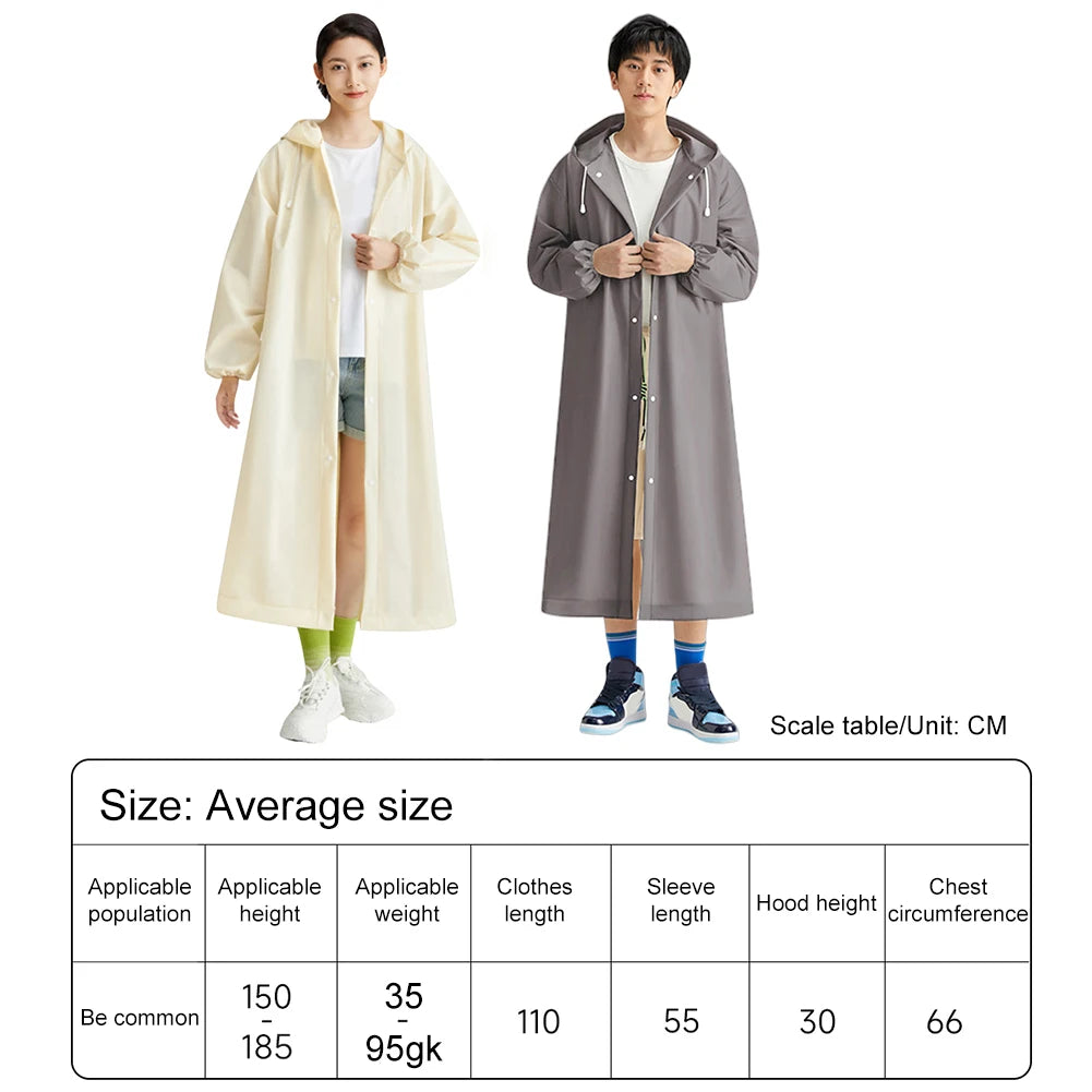Waterproof Rain Coat Windproof Hooded Rain Poncho Drawstring Long Hooded Rain Coats for Outdoor Travel Emergency