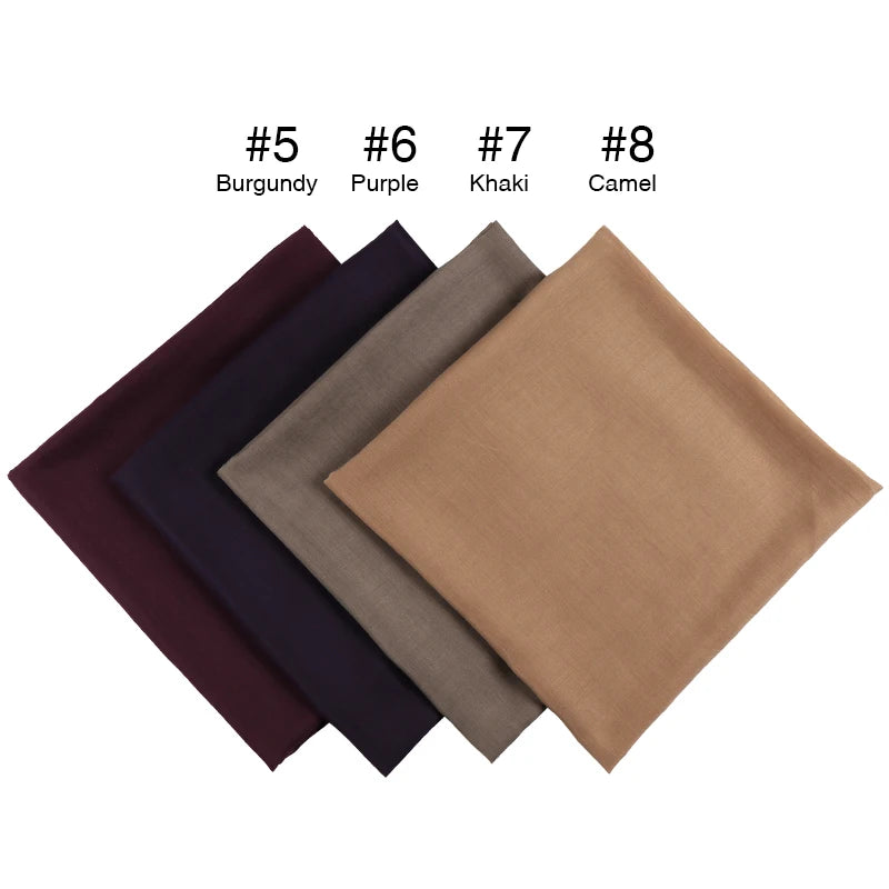 Newest Solid-Color Square Scarf Cotton Muslim Hijab Women Headband Bandana All Match Wraps Kerchief Scarves Shawl 110*110cm