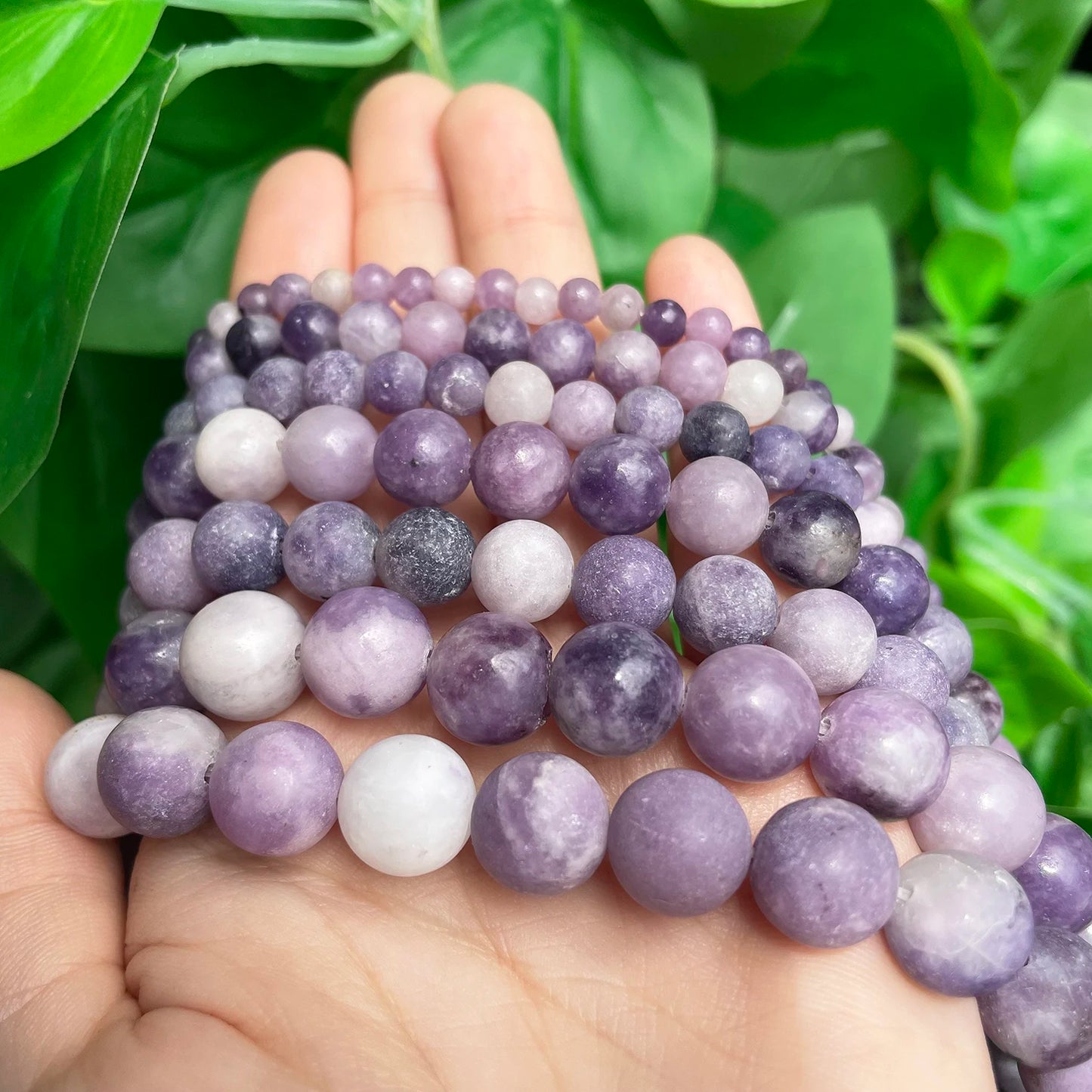 Natural Purple Mica Stone Beads 4-10mm Violet Color Round Loose Spacer Beads for Jewelry Making Beadwork DIY Bracelet 15''