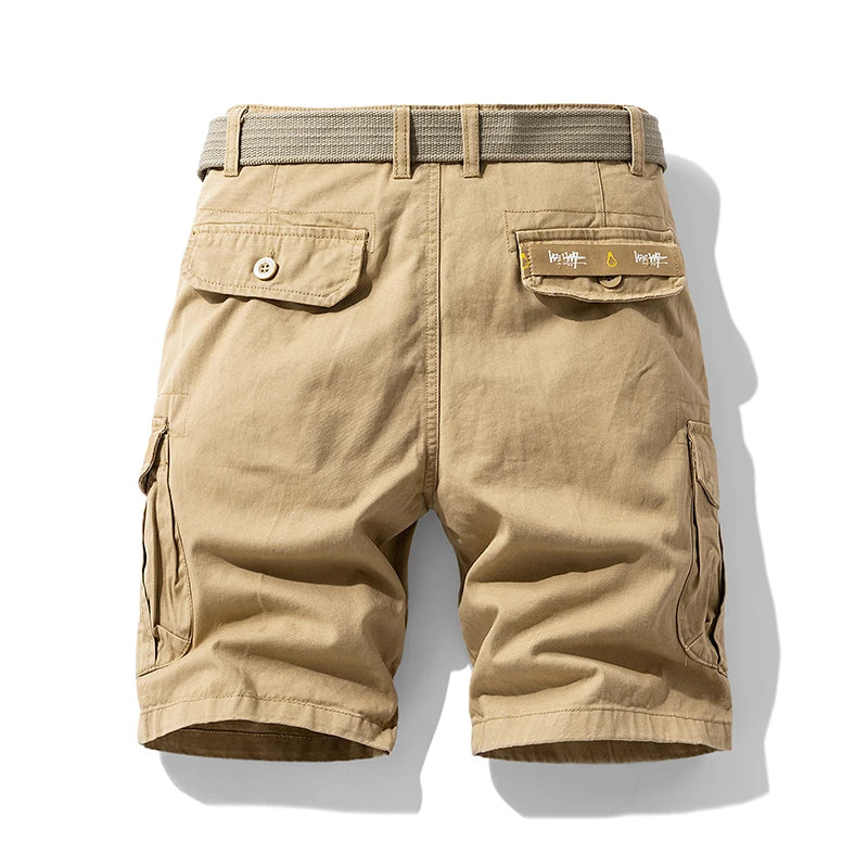 Summer sports shorts men's multi pocket oversized loose casual pants pure cotton wear-resistant knee length workwear shorts