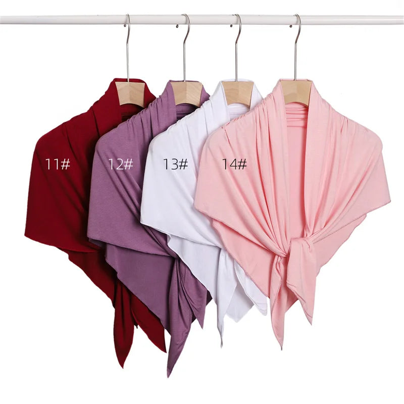 Women High Quality Muslim Cotton Modal Hijab Shawls Plain Triangle Wrap Beach Summer Islamic Ramadan Snood Scarves 140*70*95Cm