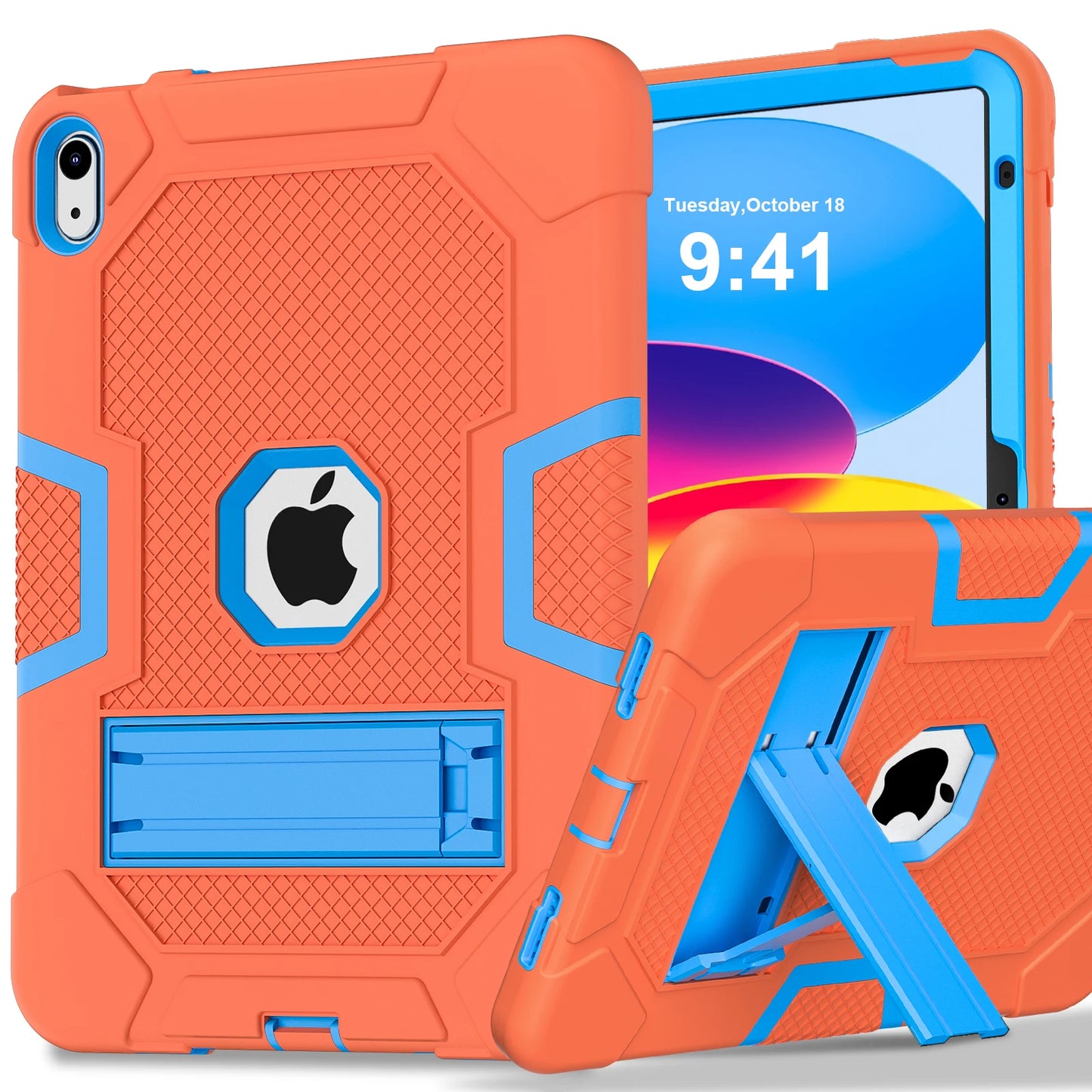 Pc Silicone Case For iPad 10.9 2022 10th 10.2 7-8-9th 9.7 2017 2018 5-6th Rugged Stand Cover For Mini 4 5 Shockproof Anti-Slip