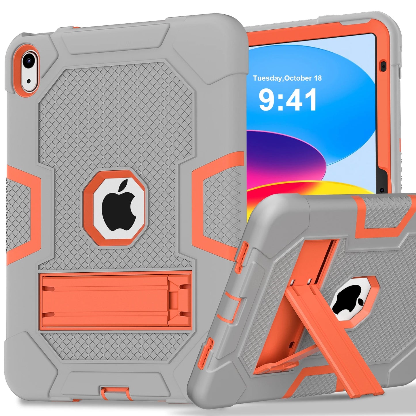Pc Silicone Case For iPad 10.9 2022 10th 10.2 7-8-9th 9.7 2017 2018 5-6th Rugged Stand Cover For Mini 4 5 Shockproof Anti-Slip