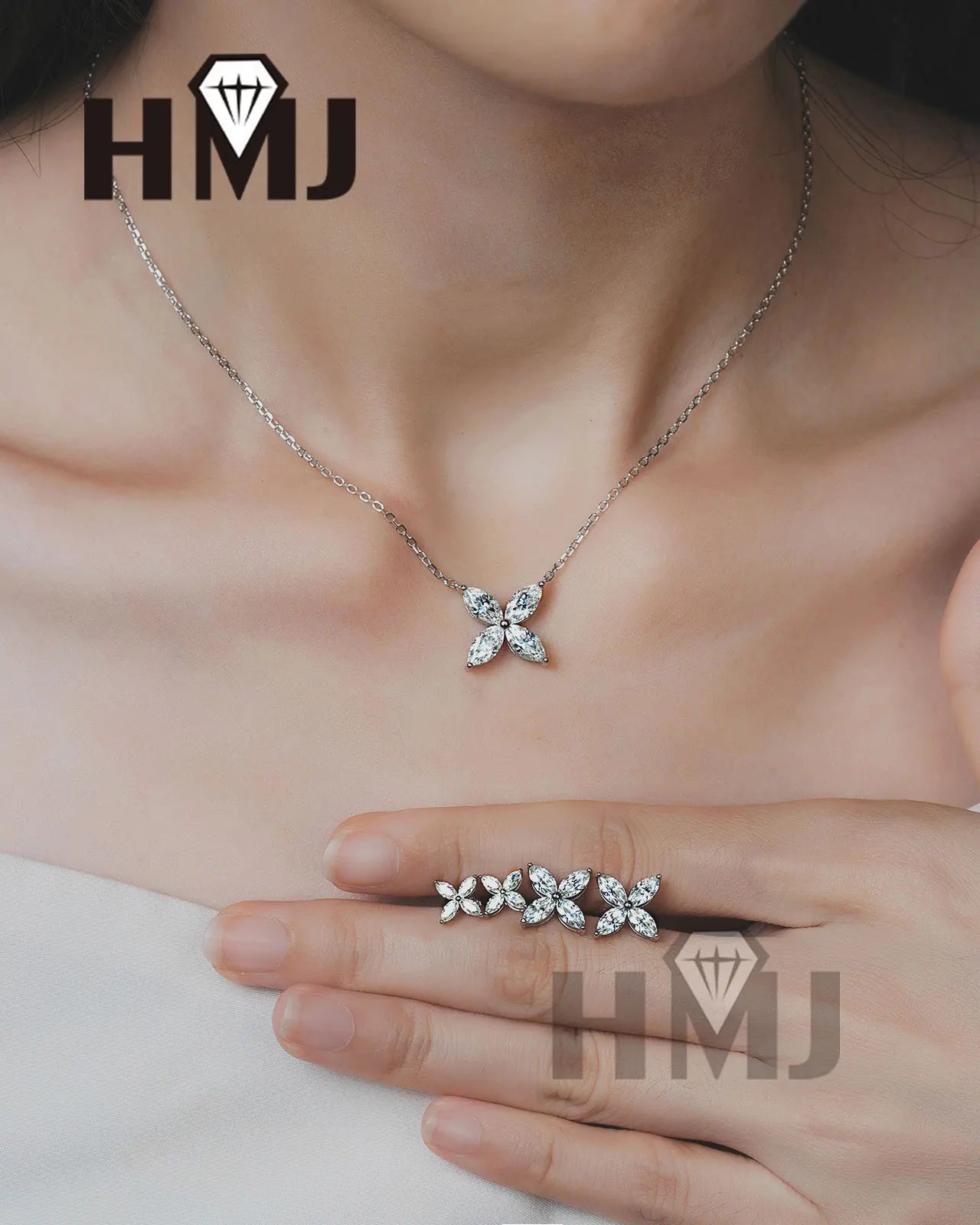 Real Moissant1 Carat D Color Earrings Necklace 100% 925 Sterling Silver Plated 18K Gold Engagement Wedding Party Fine Jewelry