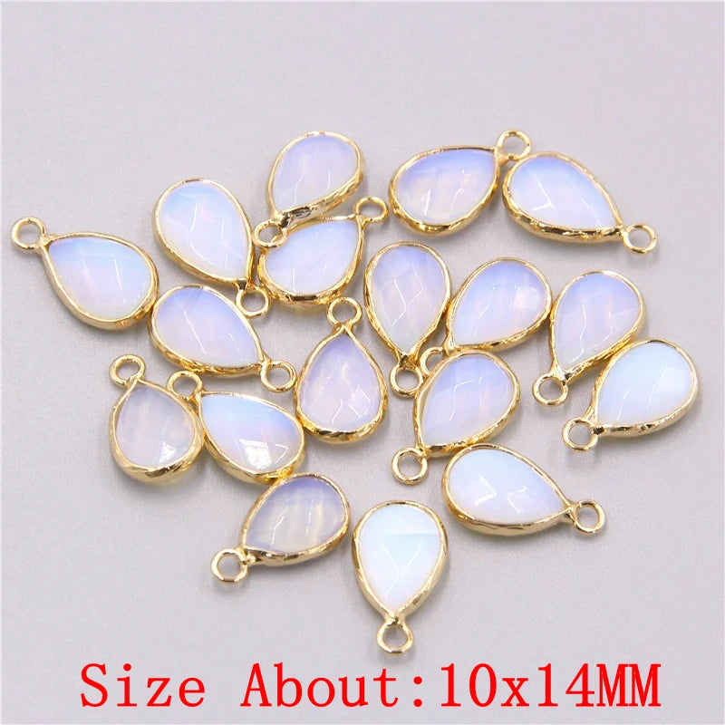 2pcs Natural Rose Clear Pink Quartz Labradorite Amethysts Stone Charm Pendant for Necklaces Earrings Jewelry Making Accessories