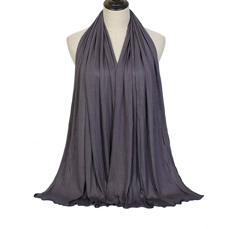 2024 New Muslim Women Jersey Hijab Scarf Solid Color Head Wrap Fashion Headscarf Turban Islam Veil Flexible Premium Modal