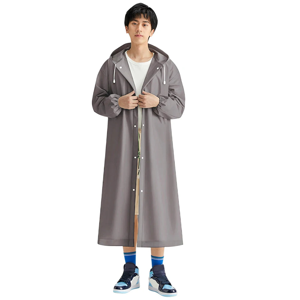 Waterproof Rain Coat Windproof Hooded Rain Poncho Drawstring Long Hooded Rain Coats for Outdoor Travel Emergency