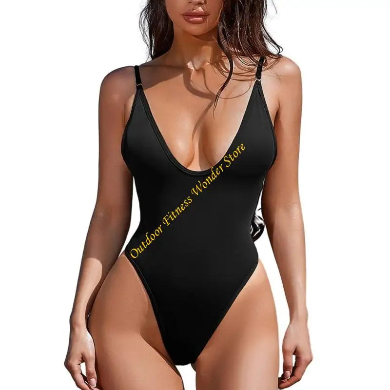 E8BF Womens V-Neck Swimwear Female Solid Color Swimming Suit Ladies 1 Pc Swimsuit Push Up Bathing Suit for Beachwear