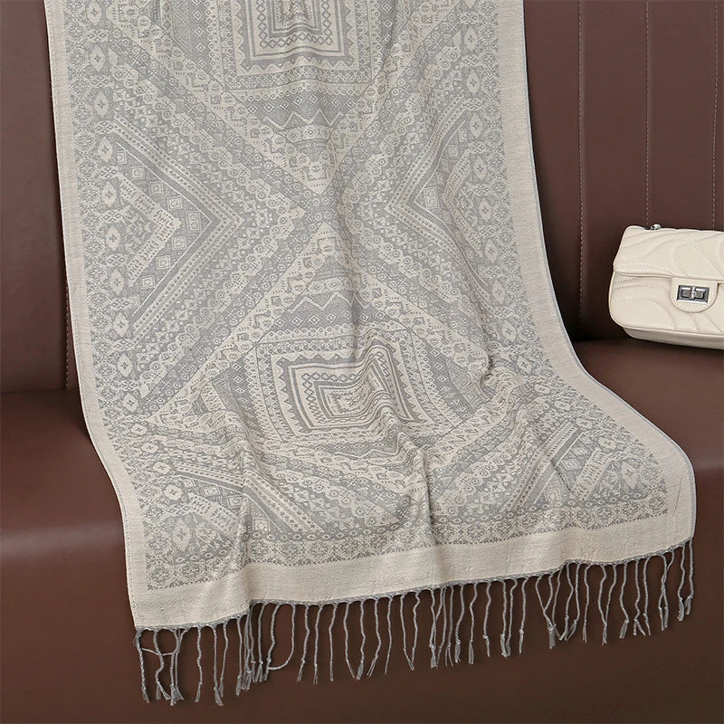 New Winter Scarf Women Keep Warm Cashmere Scarves Casual Designer Pashmina Neckerchief Tassel Shawl Hijab Wrap