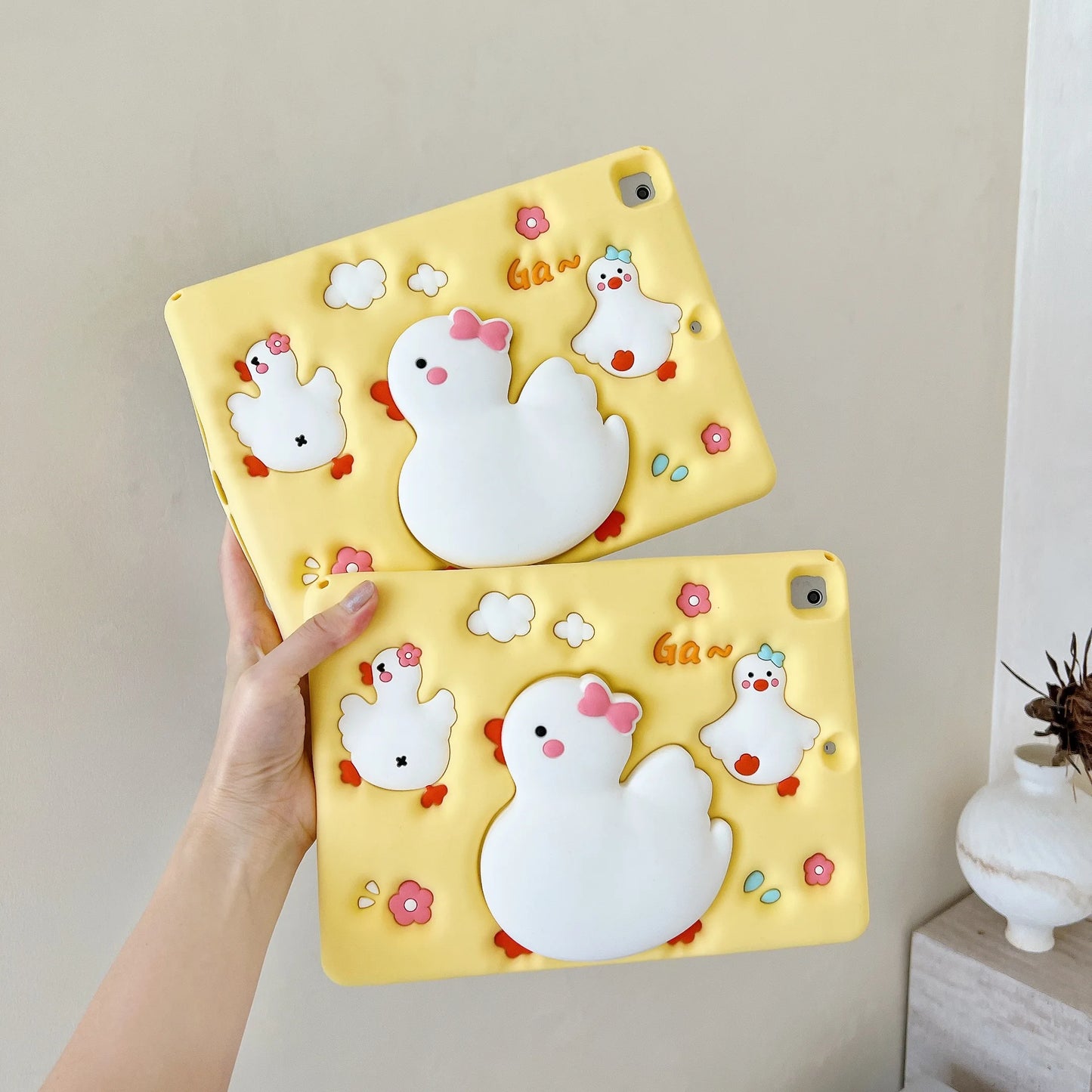 Cute Duck Tablet Case for Huawei MatePad SE 11 Air 11.5 S 2024 2023 2021 Soft Silicone Scalable Standing Cover Kids Funny Coque
