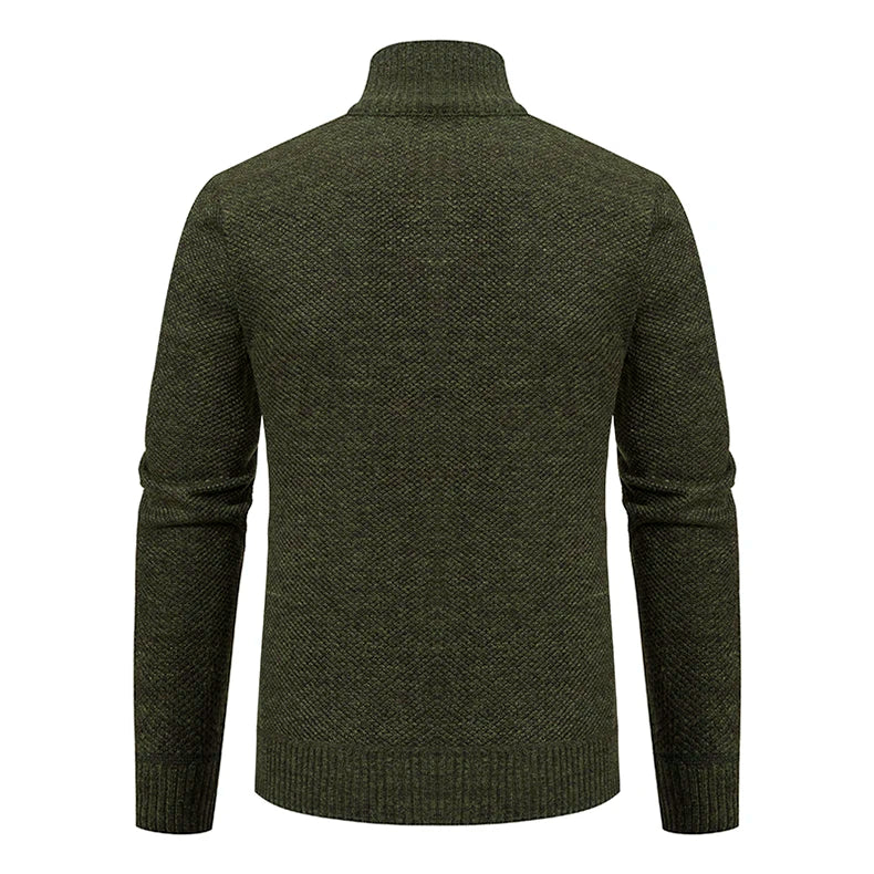 Autumn And Winter New Jersey Men's Casual Sports Coat Solid Color Stand Collar weater Grab Fleece Warm Zipper Cardigan