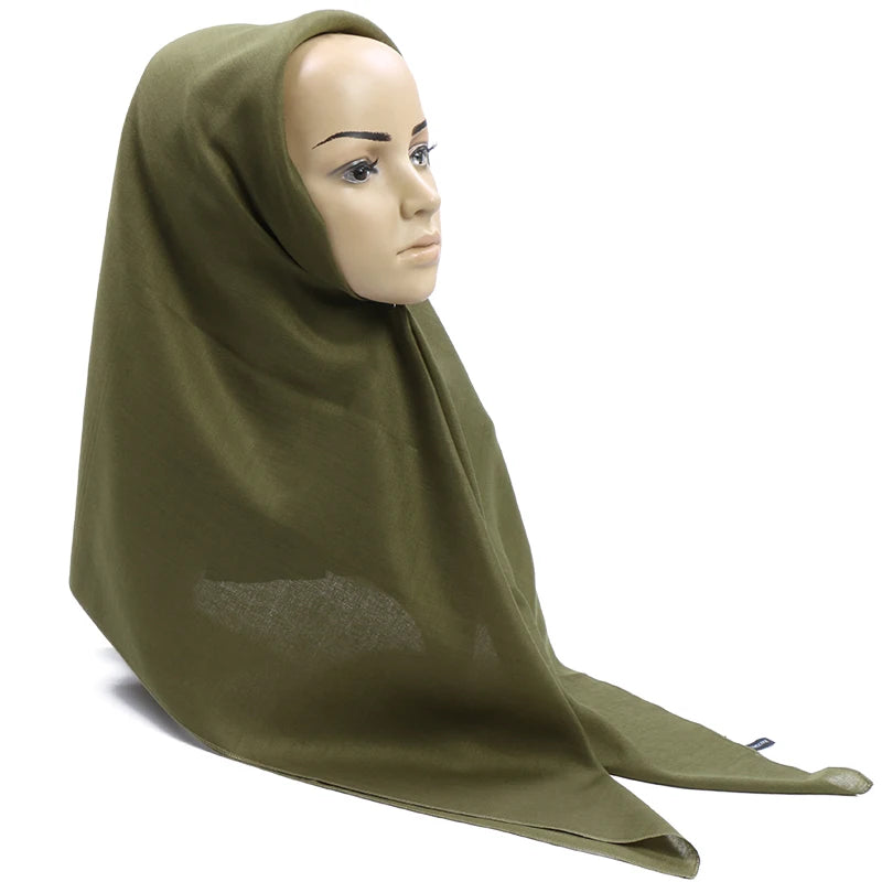 Newest Solid-Color Square Scarf Cotton Muslim Hijab Women Headband Bandana All Match Wraps Kerchief Scarves Shawl 110*110cm