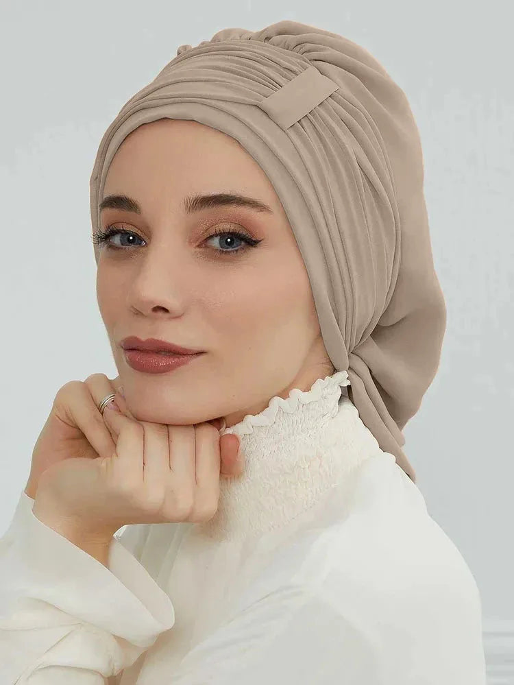 Muslim Solid Instant Turban Hat Hijab Women Caps Islamic Bandana Bonnet Fashion