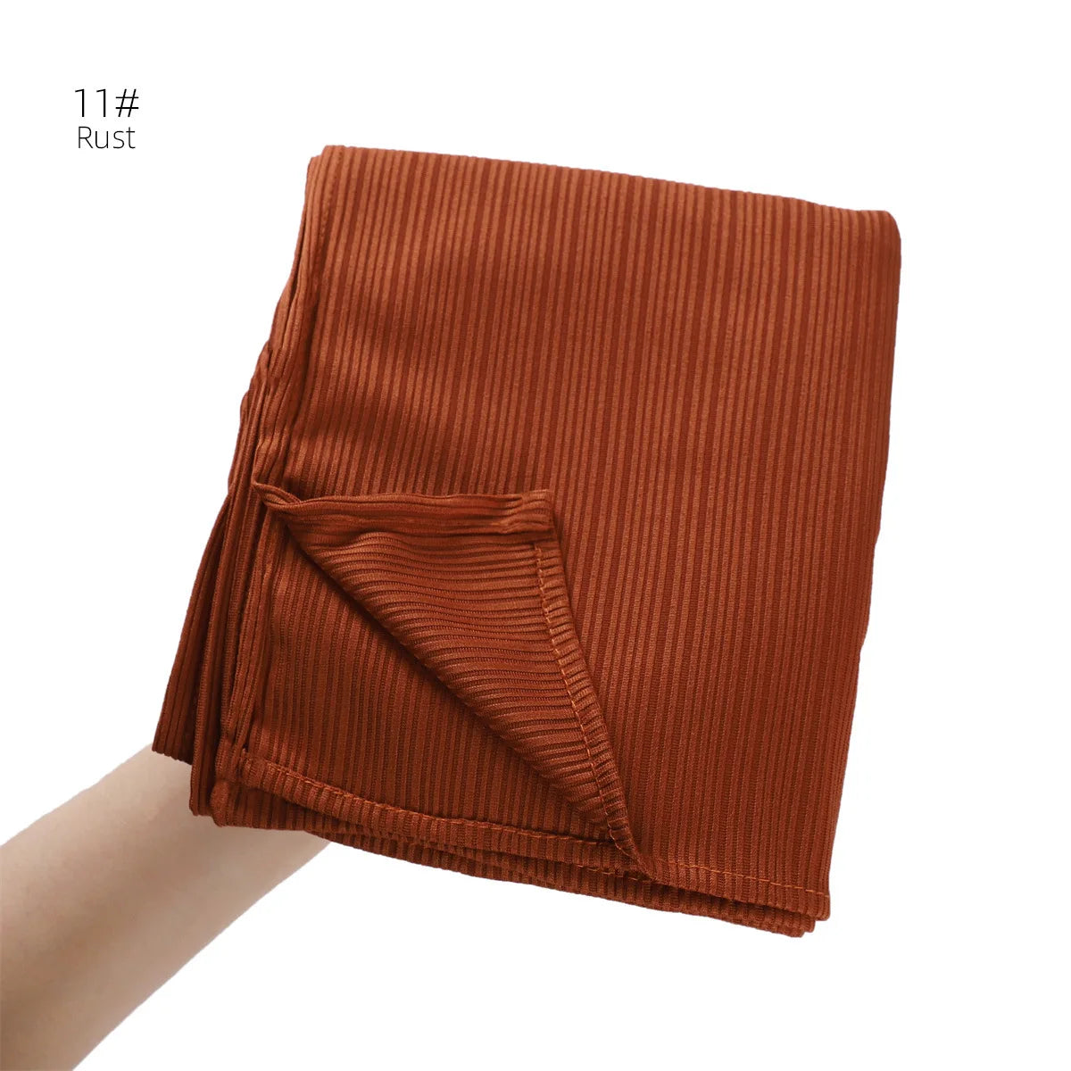 Fashion Elastic Ribbed Jersey Hijabs Solid Color Stripes Lightweight Thin Headscarf Muslim Women Soft Scarf Headwrap Long Shawl