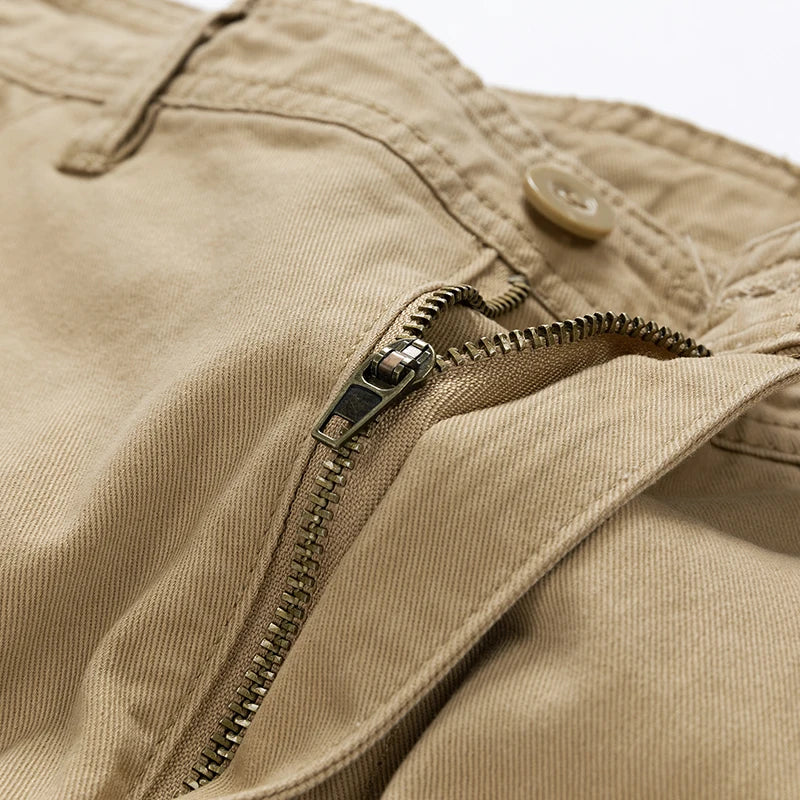 Summer sports shorts men's multi pocket oversized loose casual pants pure cotton wear-resistant knee length workwear shorts