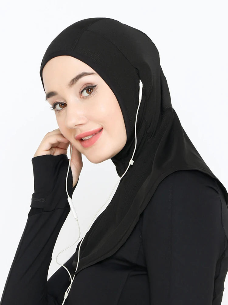 Muslims Instant Headscarf For Female Headscarf Headscarf That Can Be Worn With Headphones Breathable Comfort Sporty Headscarf 