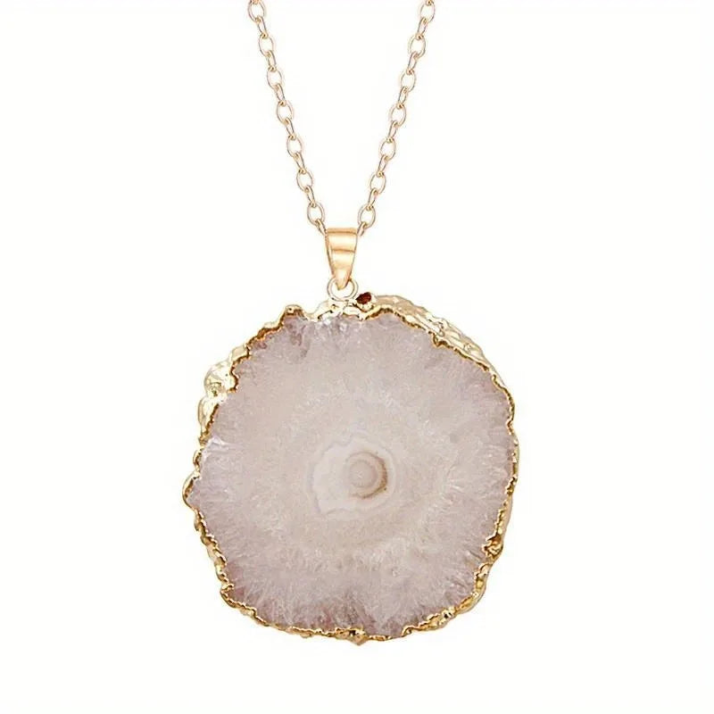 Natural Crystal Pendant Agate Necklace Healing Crystal Gemstone Irregular Polished Agate Slice Crystal Agate Decor Gift forWoman
