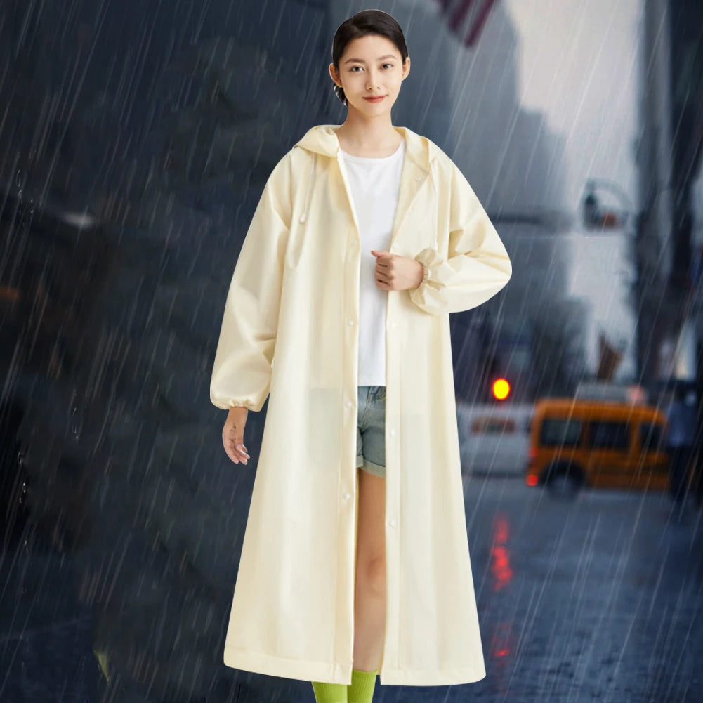 Waterproof Rain Coat Windproof Hooded Rain Poncho Drawstring Long Hooded Rain Coats for Outdoor Travel Emergency