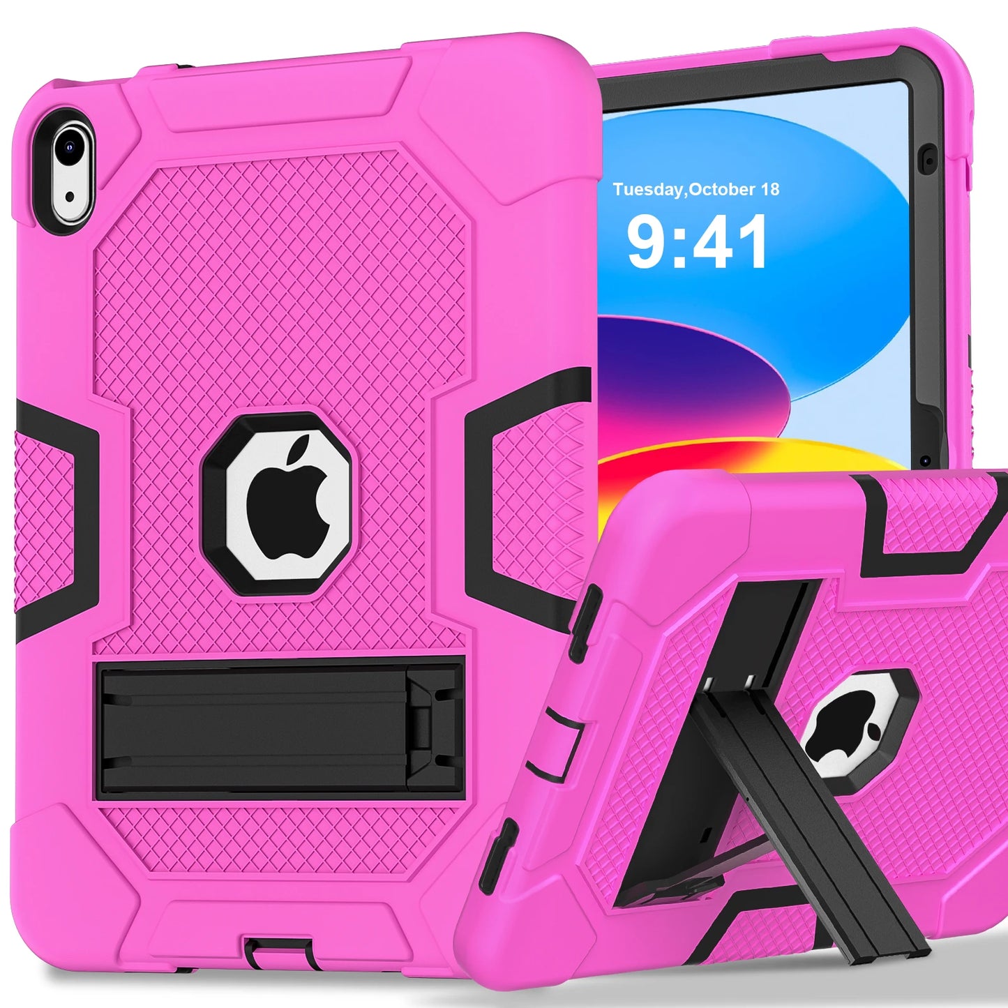 Pc Silicone Case For iPad 10.9 2022 10th 10.2 7-8-9th 9.7 2017 2018 5-6th Rugged Stand Cover For Mini 4 5 Shockproof Anti-Slip