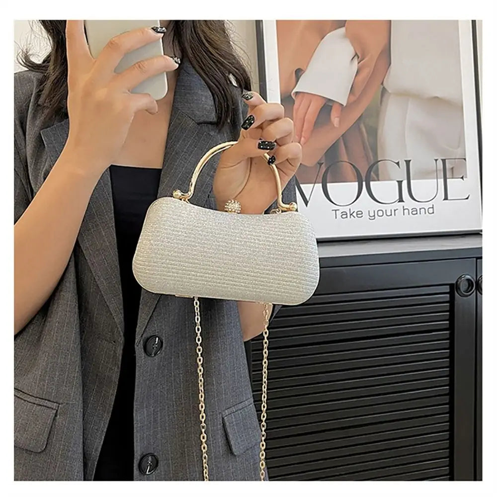 Wedding Bridal Beaded Women Evening Bag Dinner Bag Chain Shoulder Handbags Elegant Rhinestones Clutch Egg Shape Evening Bag